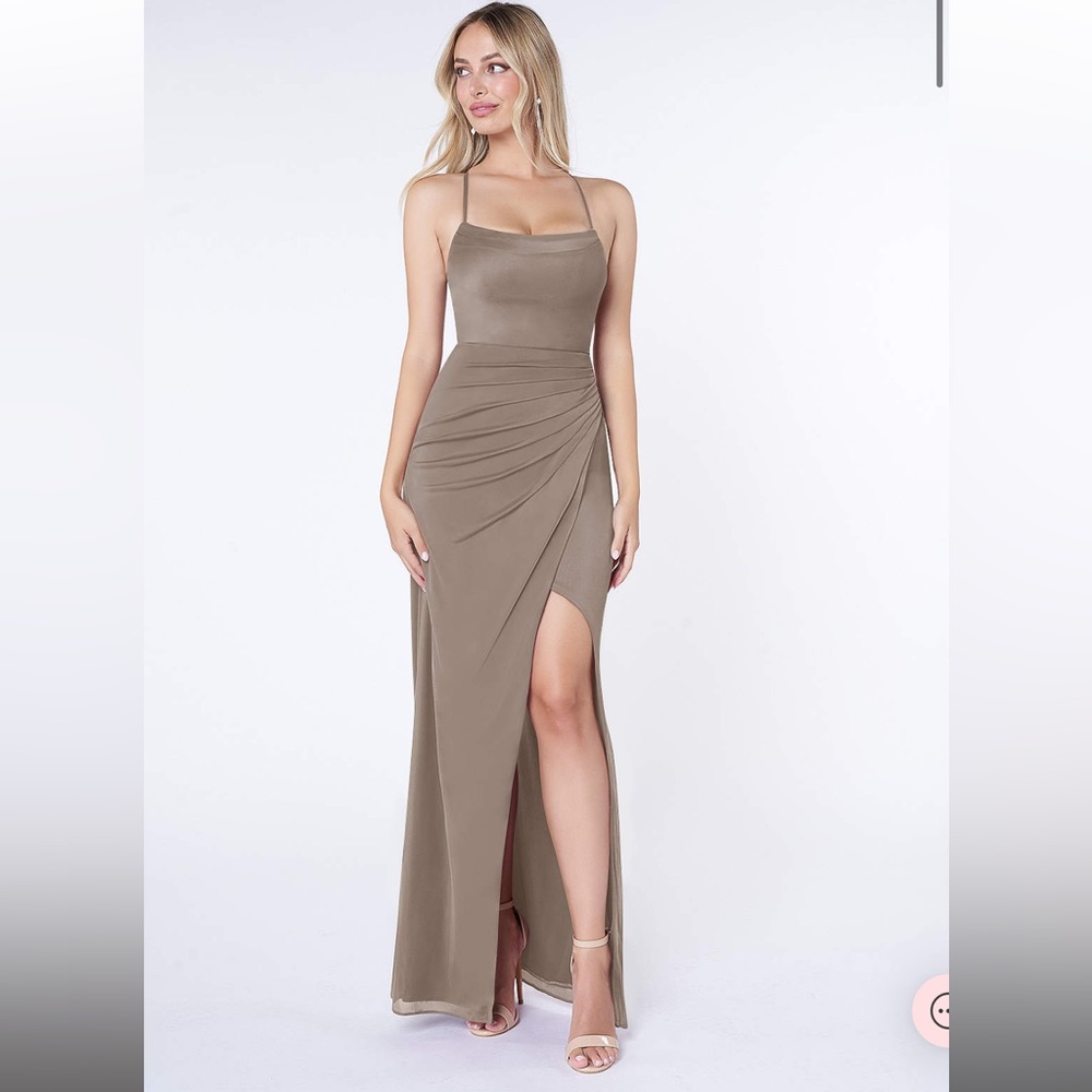 Azazie Kalea Bridesmaid Dress in Taupe